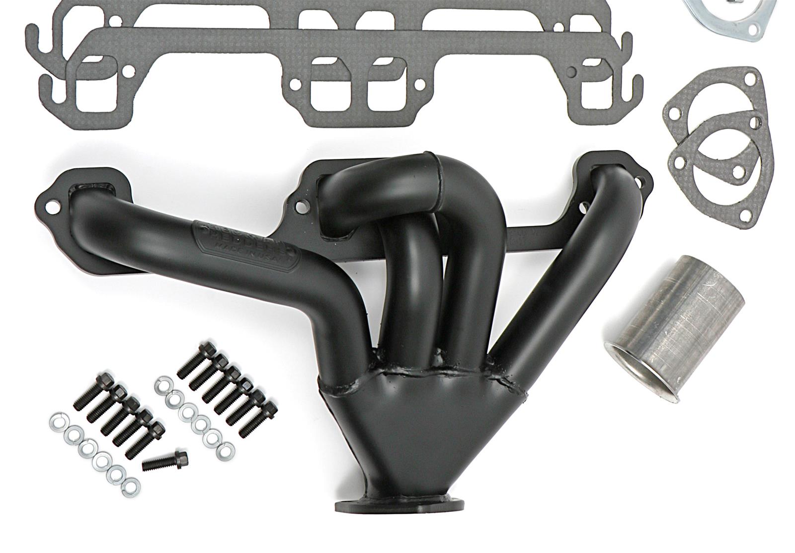 Hedman Tight Tubes Street Rod Headers 78503 Headers, Rod, Block Hugger, Steel, Black Ceramic Coated, Dodge, Plymouth, Pair thumbnail 2