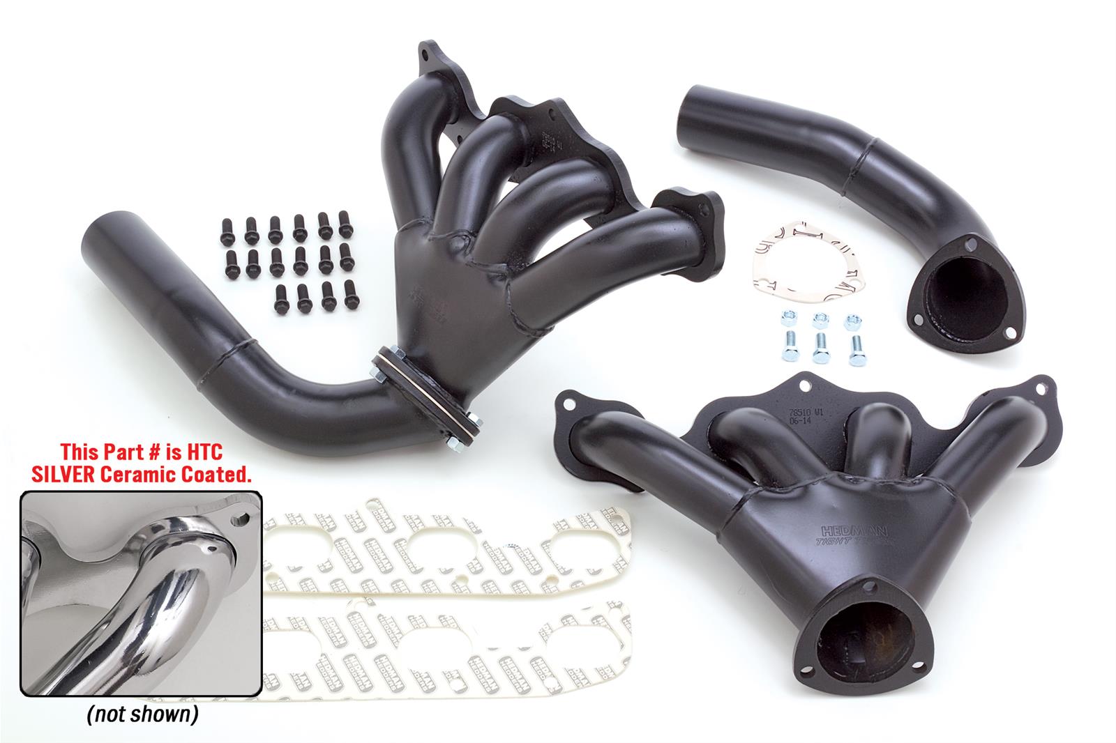 Hedman Tight Tubes Street Rod Headers 78516 Headers, Rod, Block Hugger, Steel, Silver Ceramic Coated, Mopar, Hemi Early, Pair thumbnail 2