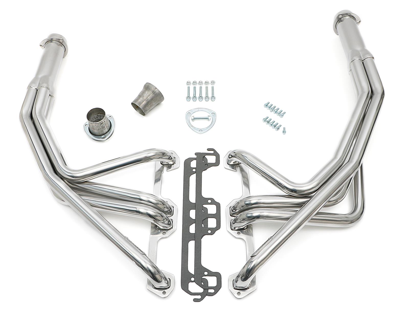 Hedman Street Headers 79016 Headers, Street, Long Tube, Steel, Silver Ceramic Coated, Dodge, 318, 360, Pair