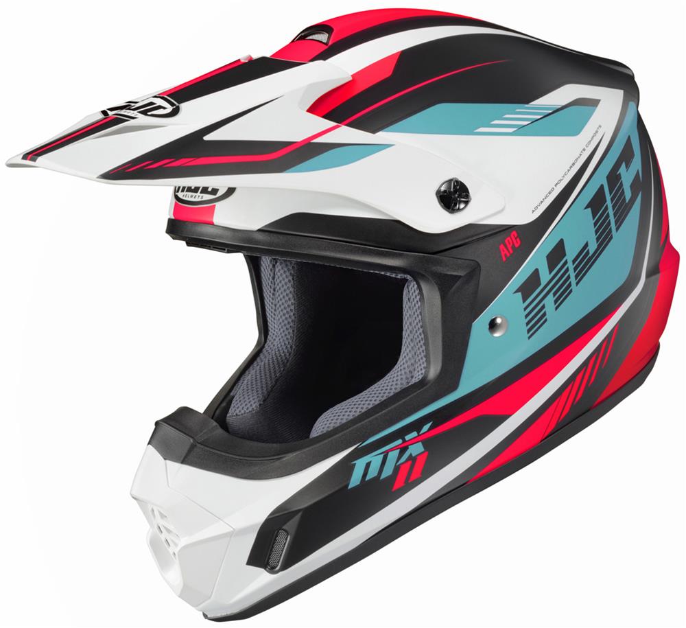 hjc cs-mx 2 helmet blue and white II TWEEK position goggle band fitment adjusts for rider comfort HJC CS-MX2 Ellusion Helmet Blue/Hi