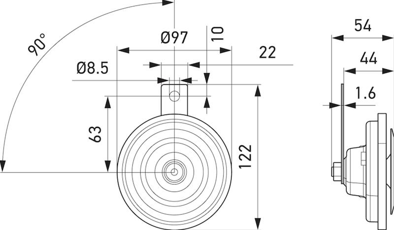 Hella Universal High-Tone Disc Horn 12V 400Hz (002952013 = 002952011) thumbnail 7