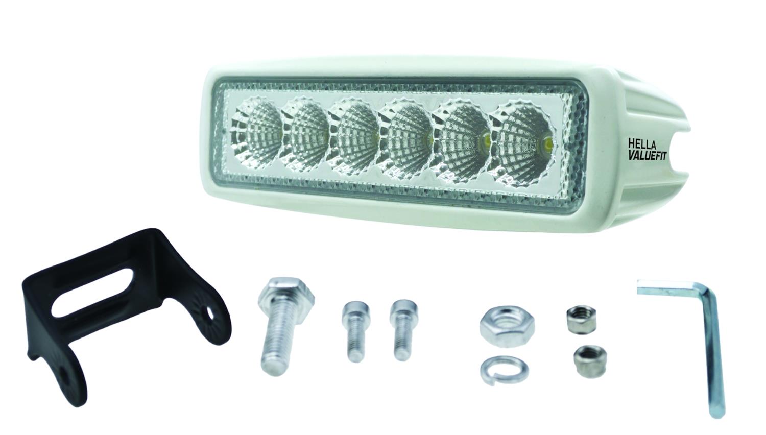Hella Value Fit Mini Flush Mount 7.7in - 18W White Housing Flood Beam LED Light Bar thumbnail 5
