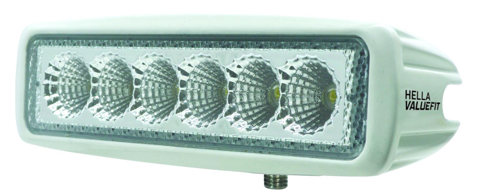 Hella Value Fit Mini Flush Mount 7.7in - 18W White Housing Flood Beam LED Light Bar thumbnail 3
