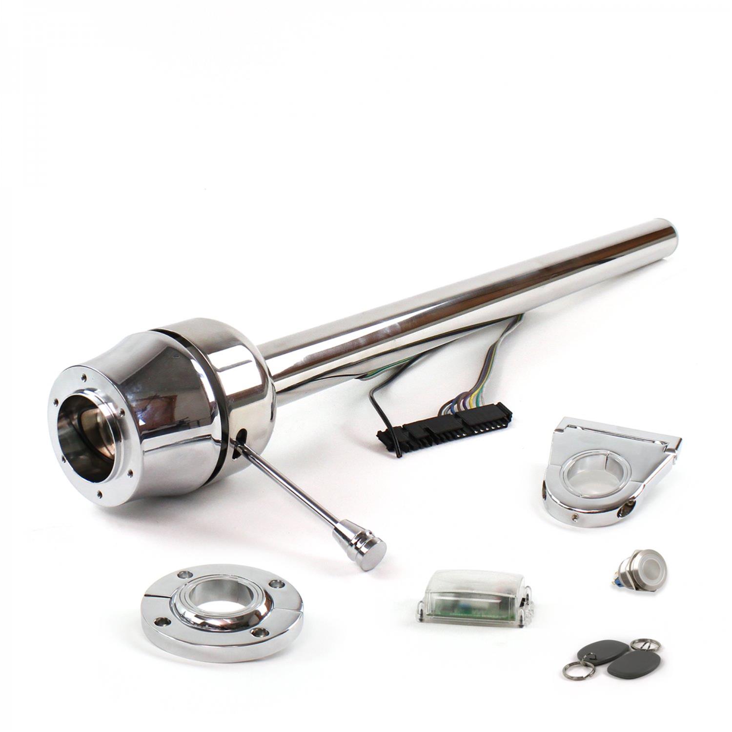 Suspension Pros HEXXX1356PWH1 Roadster Column Stainless 3.5" Drop 6 Hole Push Button WH w/RFID