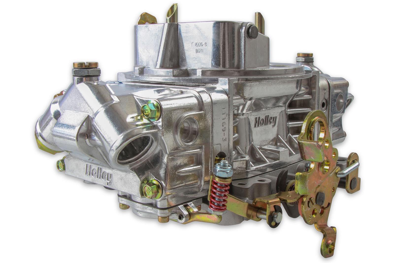 Holley 4150 Double Pumper Carburetors 0-4777S Carburetors, Model 4150, Pumper, 650 cfm, 4-Barrel, Square Bore, Manual Choke, Mechanical Secondaries, Dual Inlet, Shiny Finish, Each thumbnail 4