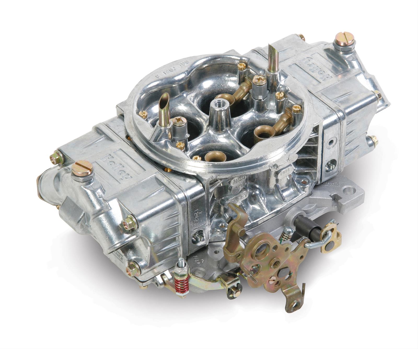 Holley 4150 Street HP 750 CFM 4-Barrel Carburetor 0-82751 Carburetors, HP, cfm, 4-barrel, Square Bore, Mechanical Secondaries, Dual Inlet, Silver Finish, Down-leg Booster, Universal Linkage, Each thumbnail 4
