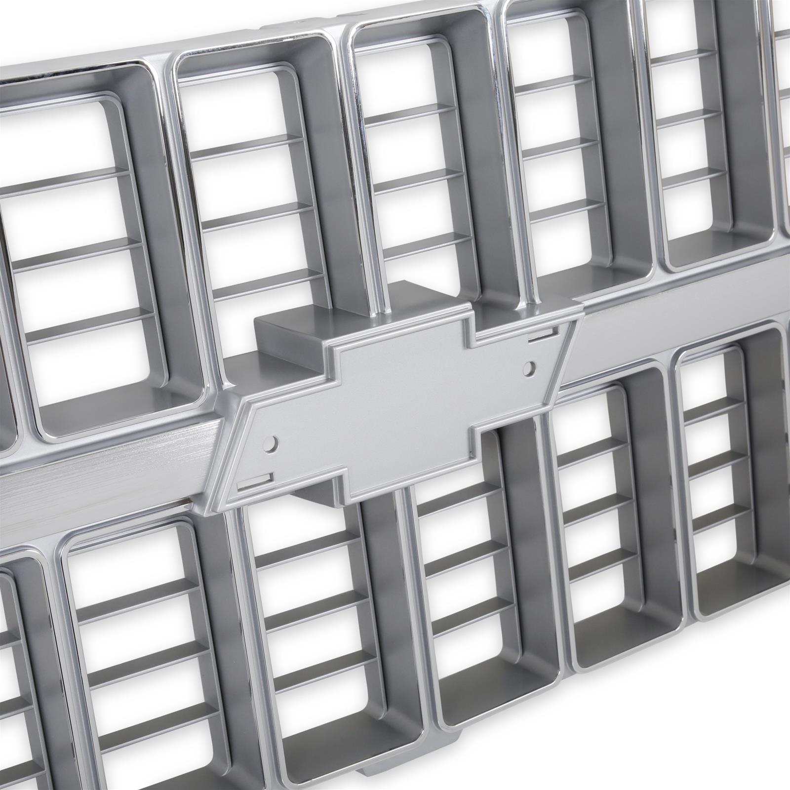 Brothers Trucks Grilles 04-174 Grille, Front Main Grille, Argent Silver/Chrome Includes Mounting Provision for Bowtie, Plastic, Chevy, Each