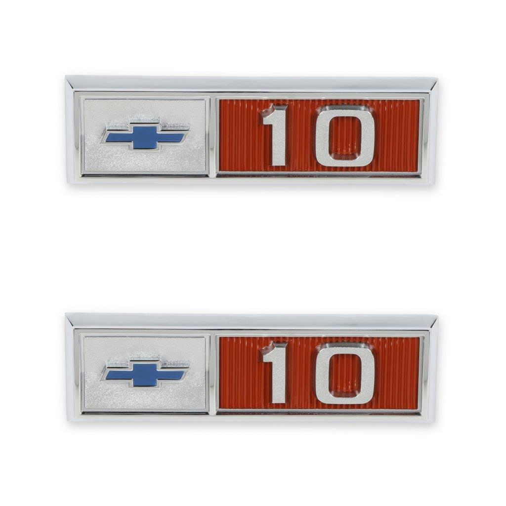 Brothers Trucks Emblems 04-570 Emblems, Fender, Chrome/Red/Blue, 10 Logo, Chevy, Pair thumbnail 2