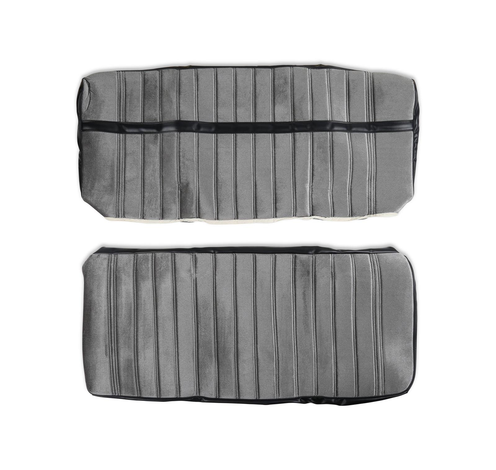 Brothers Trucks Seat Upholstery 05-290 Upholstery, Bench Type, Vinyl/Cloth, Black/Silver, Pleated Grain, Velour Cover Insert, Chevrolet, GMC, Each