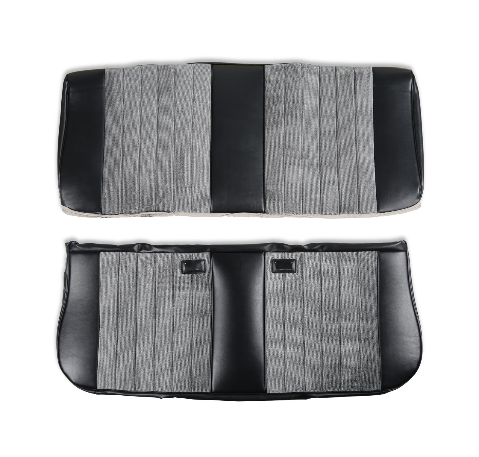 Brothers Trucks Seat Upholstery 05-310 Upholstery, Bench Type, Vinyl/Cloth, Black/Silver, Pleated Grain, Velour Cover Insert, Chevrolet, GMC, Each