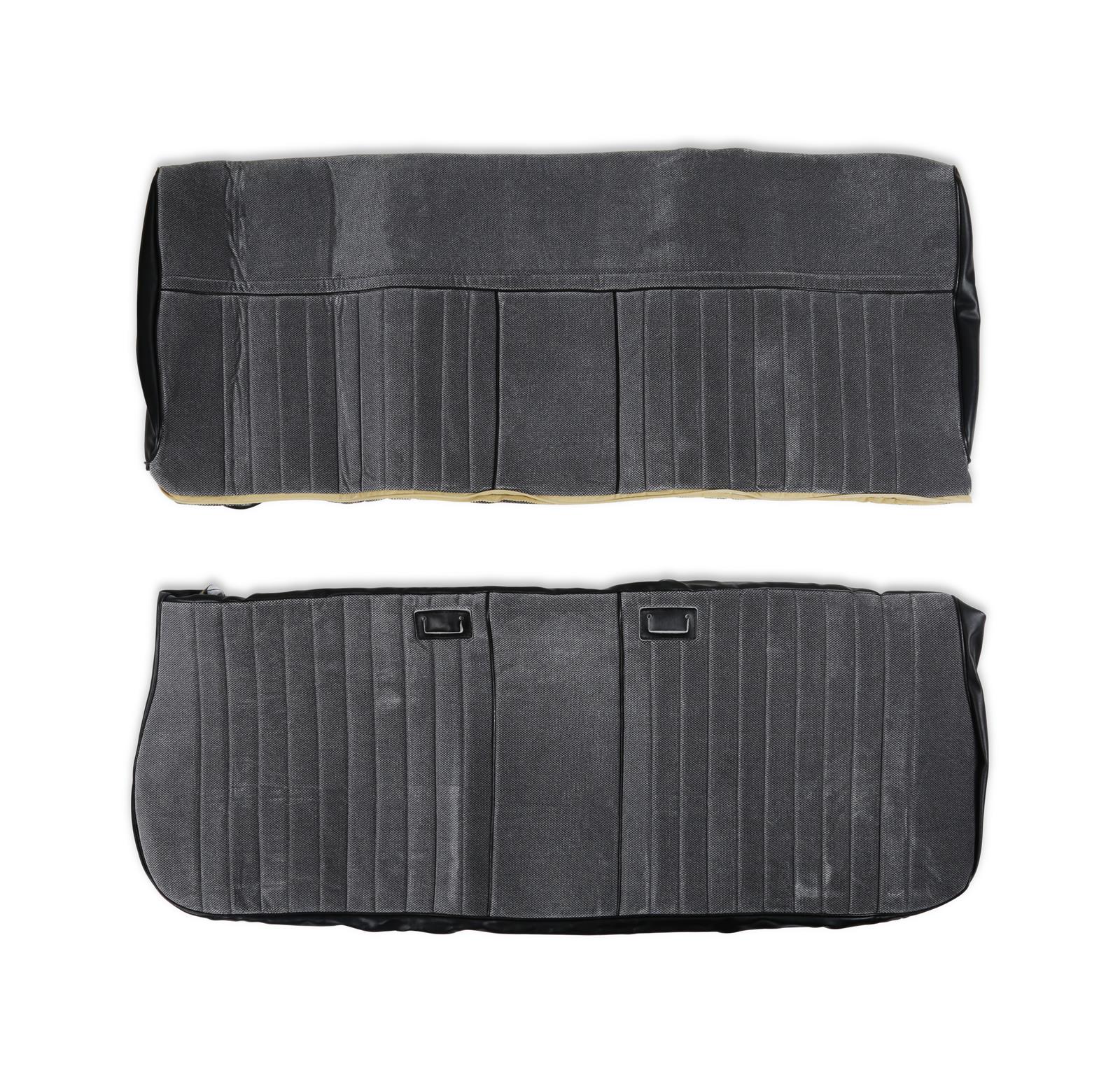 Brothers Trucks Deluxe Seat Upholstery 05-320 Upholstery, Deluxe, Bench Type, Vinyl/Cloth, Black/Silver, Madrid Grain, Velour Cover Insert, Chevrolet, GMC, Each