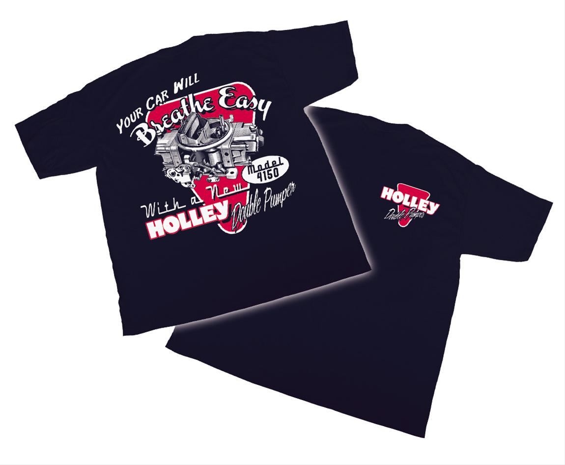 Holley Retro Double Pumper T-Shirts 10010-MDHOL T-Shirts, Pumper, Short Sleeve, Navy Blue, Cotton, Crew Neck, Men's, Medium, Each