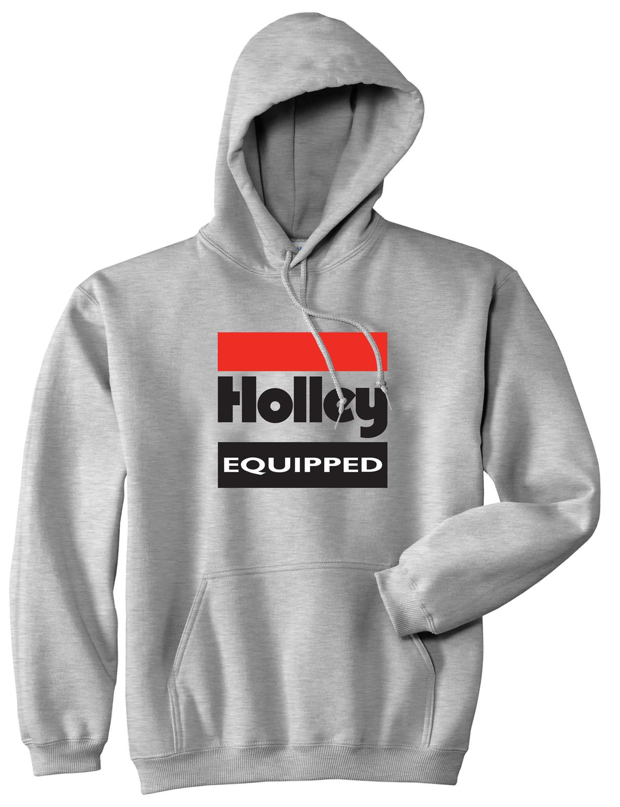 Holley Equipped Logo Hooded Sweatshirt 10023-MDHOL Sweatshirts, Logo, Hooded, Pullover, Long Sleeve, Cotton, Gray, Men's, Medium, Each