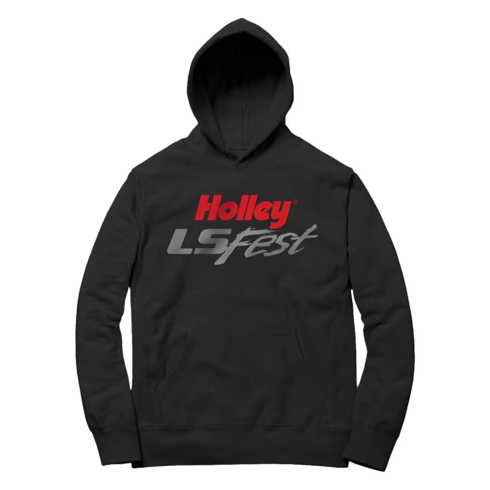 Holley LS Fest Hoodies 10295-LGHOL Sweatshirts, Fest, Hoodie, Dark Gray/Red Logo, Front Graphic, Pullover, Front Pouch, Long Sleeve, Black, Large, Each