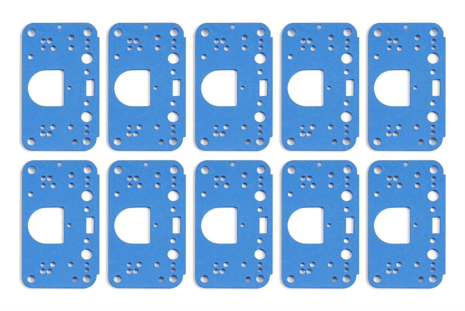 Holley Carburetor Metering Block Gaskets 108-198 Gaskets, Block, Rubber, Blue, 3-circuit, Dominator, 10-piece, Set
