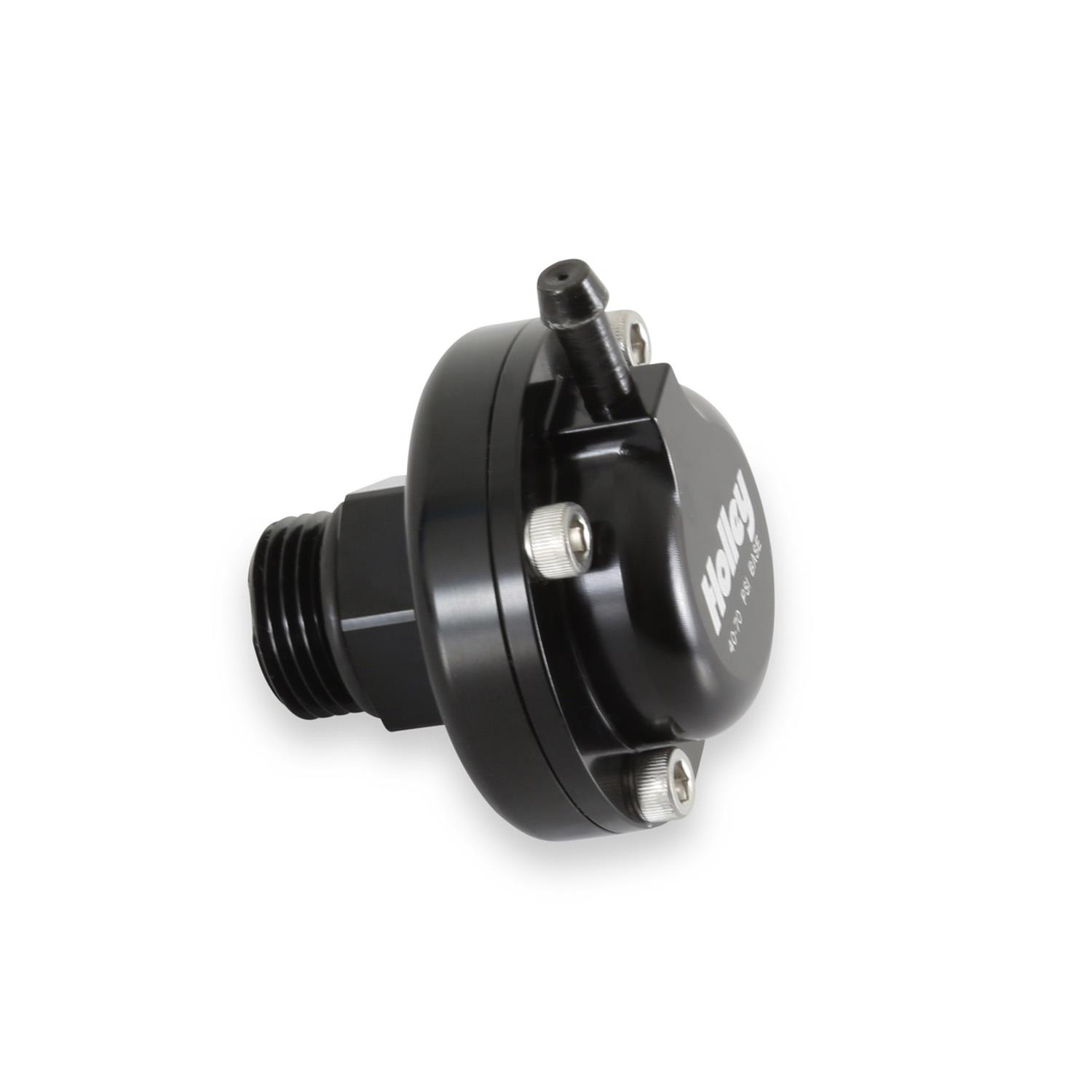 Holley EFI Fuel Pulse Dampers 12-1003 System Dampers, Billet Aluminum, Black Anodized, 40-70 psi, -8 AN Male Threads Inlet/Outlet, Standard Range, Each thumbnail 2