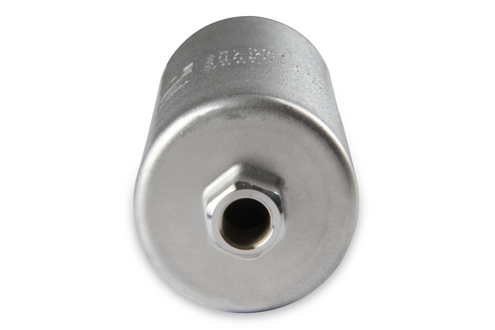 Holley Electric In-Line Fuel Pumps 12-930 Pumps, Electric, In-line, External Mount, 190 lph, 85 psi, 12V, 10mm x 1.0, Female Thread, Inlet and Outlet, Steel Housing, Silver, Bracket, Each thumbnail 5