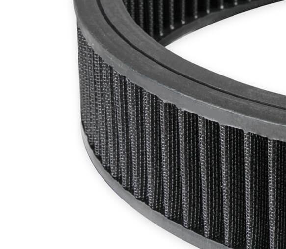 Holley Air Cleaner Assemblies 120-102B Cleaners, 14 in. Diameter, 3 in. Height, Steel, Black, Cotton Gauze Filter, Each