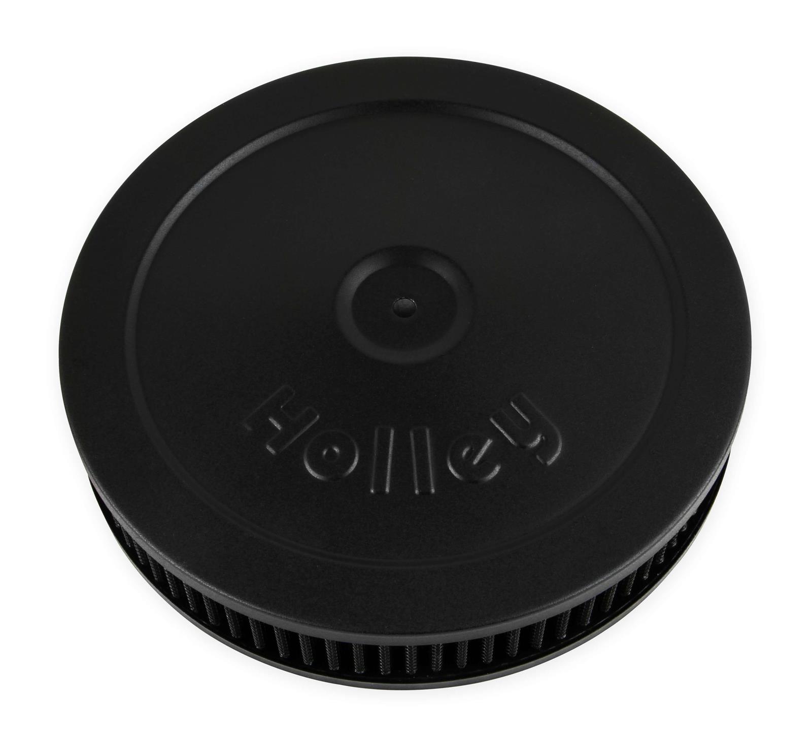 Holley Air Cleaner Assemblies 120-145B Cleaners, 10 in. Diameter, Round, Steel/Black, Logo, 2 in. Filter Height, Each