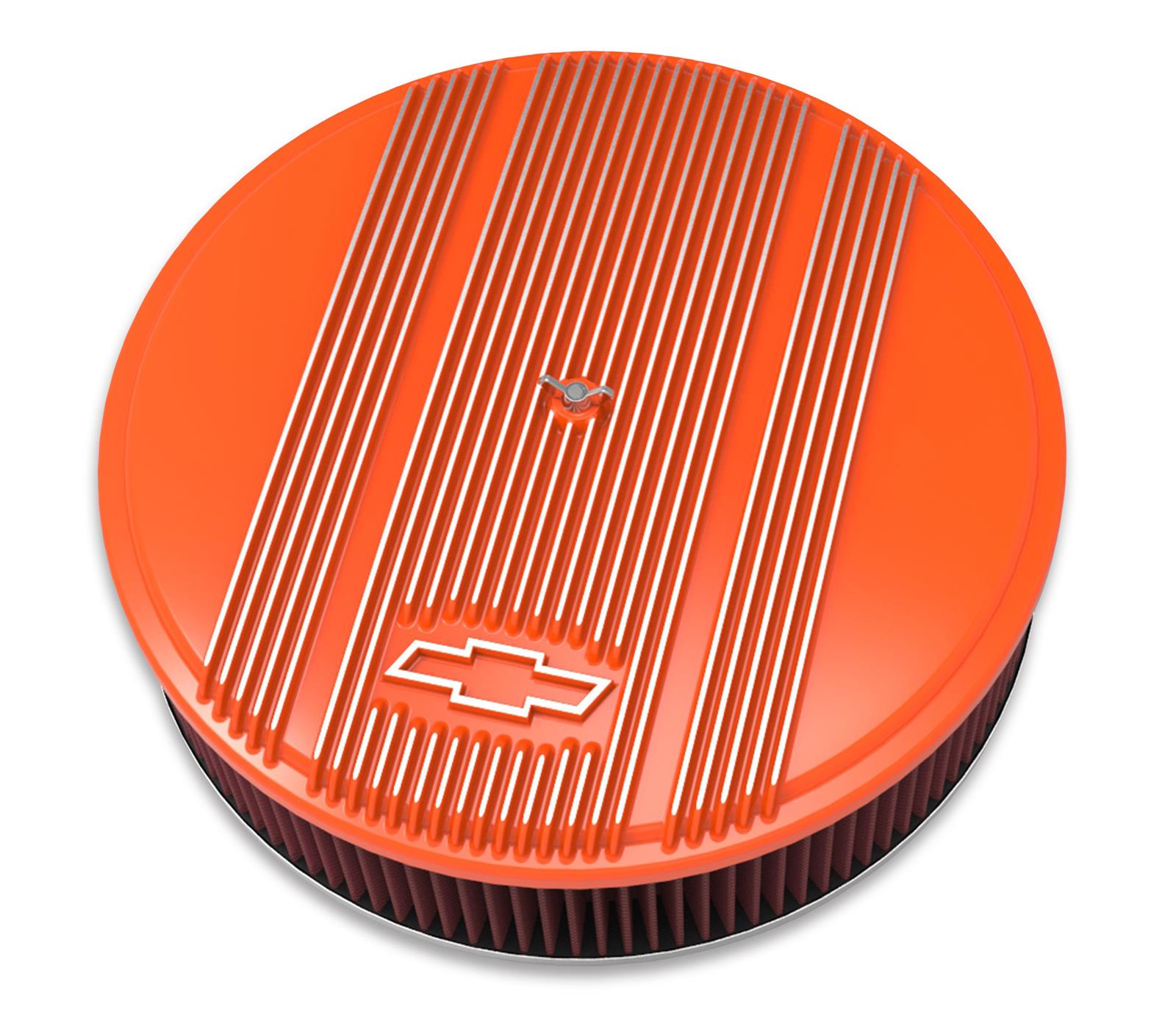 Holley Vintage Series Air Cleaner Assemblies 120-176 Cleaners, Vintage, Die Cast Aluminum, Orange Powdercoated, 14 in. Diameter, Bowtie Logo, Each