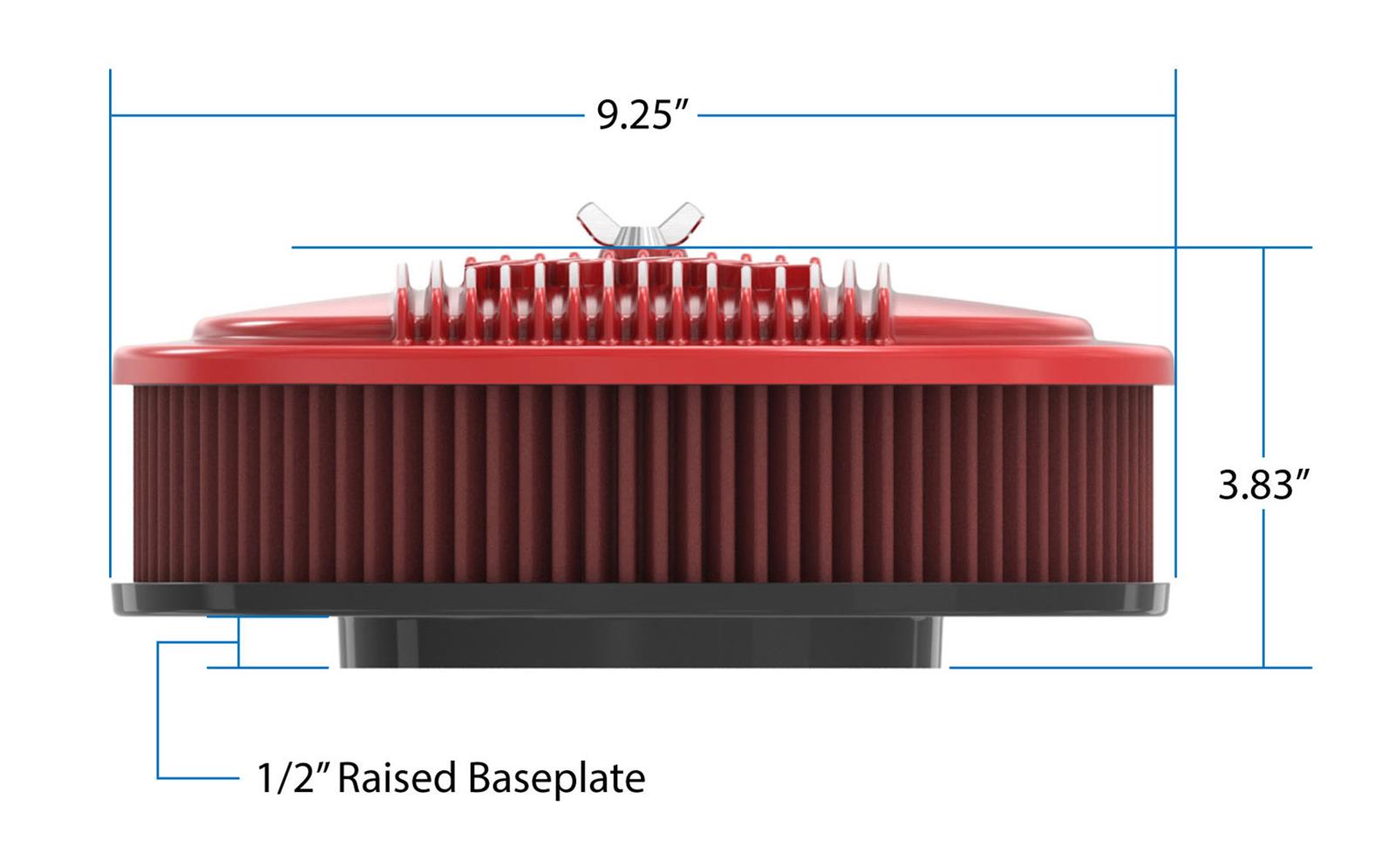 Holley Vintage Series Air Cleaner Assemblies 120-404 Cleaners, Series, 17 in. x 9 in., 5.125 in. Single Carburetor Neck, Machined Fin Top, Cotton Gauze Filter, Aluminum, Gloss Red, Each thumbnail 4