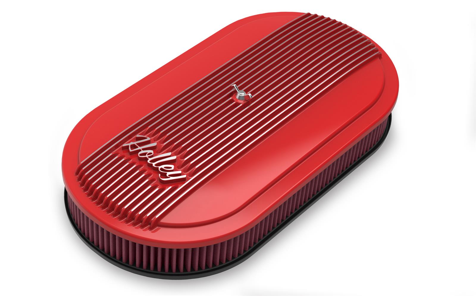 Holley Vintage Series Air Cleaner Assemblies 120-404 Cleaners, Series, 17 in. x 9 in., 5.125 in. Single Carburetor Neck, Machined Fin Top, Cotton Gauze Filter, Aluminum, Gloss Red, Each thumbnail 3