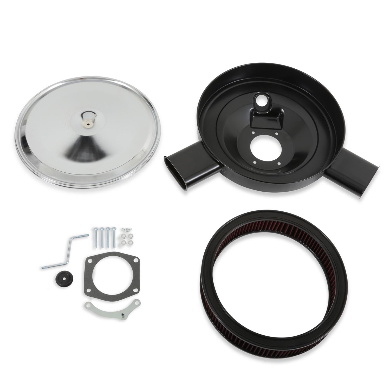 Holley RetroFilter Drive-By-Wire Air Cleaners 120-520 Cleaners, Retrofilter, Drive-By-Wire, 14 in. Round, Dual Snorkel, Aluminum, Chrome, Cotton Gauze Filter, Red, GM LS 4-Bolt 92mm Throttle Body, Kit
