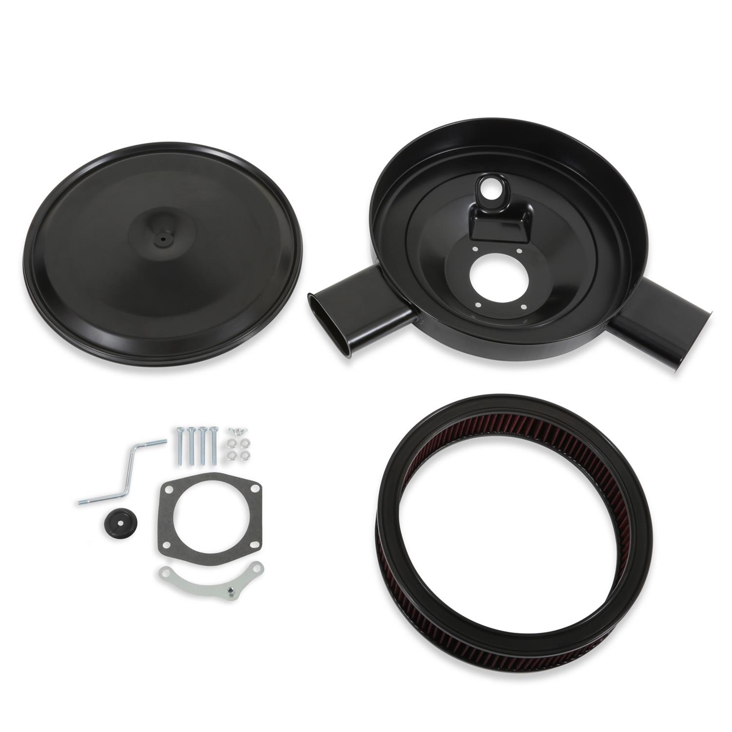 Holley RetroFilter Drive-By-Wire Air Cleaners 120-521 Cleaners, Retrofilter, Drive-By-Wire, 14 in. Round, Dual Snorkel, Aluminum, Black, Cotton Gauze Filter, Red, GM LS 4-Bolt 92mm Throttle Body, Kit thumbnail 2