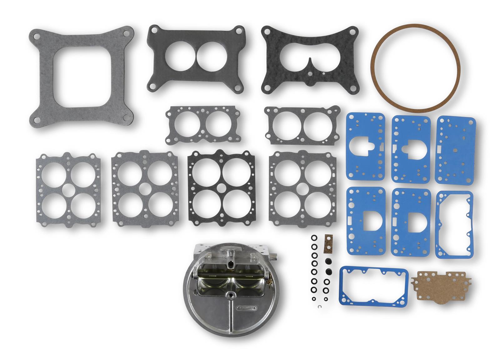 Holley Carburetor Main Bodies 134-360 Components, Body, Model 2300, 0-4412SA, Replacement, 500 cfm, Aluminum, Shiny, Down-Leg Boost, Gaskets, Brass Air Bleeds, Each