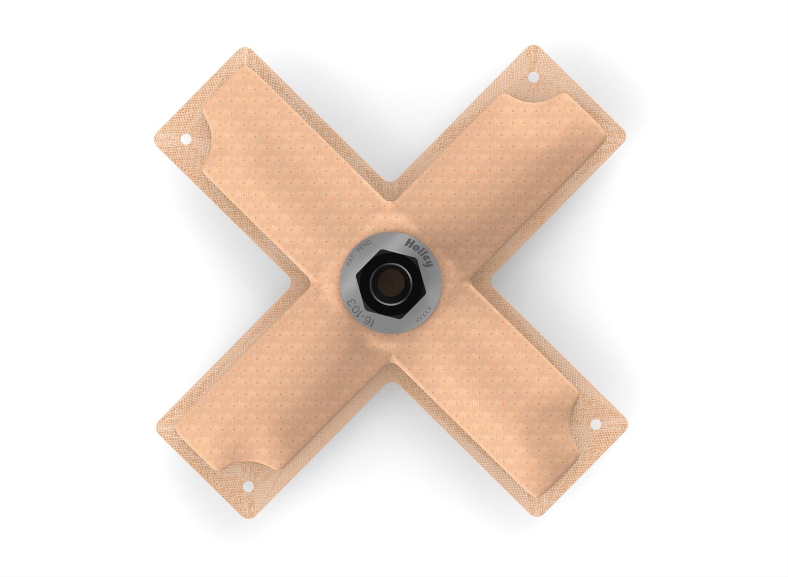 Holley HydraMat Fuel Pickups 16-103 Strainers, HydroMat, Pickup, Cross Style, Center Outlet, 8.0 in. Long, 8.0 in. Wide, 3/8 in. NPT Fitting, E85 Compatible, Each thumbnail 2