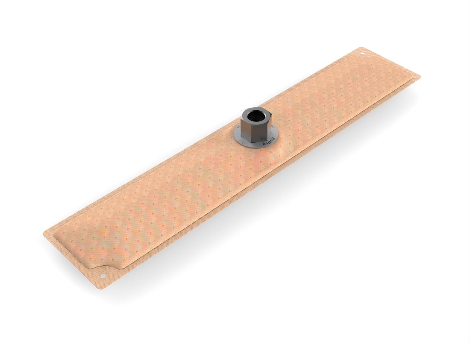 Holley HydraMat Fuel Pickups 16-105 Strainers, HydroMat, Pickup, Rectangle, Center Outlet, 15.0 in. Long, 3.0 in. Wide, 3/8 in. NPT Fitting, E85 Compatible, Each thumbnail 3