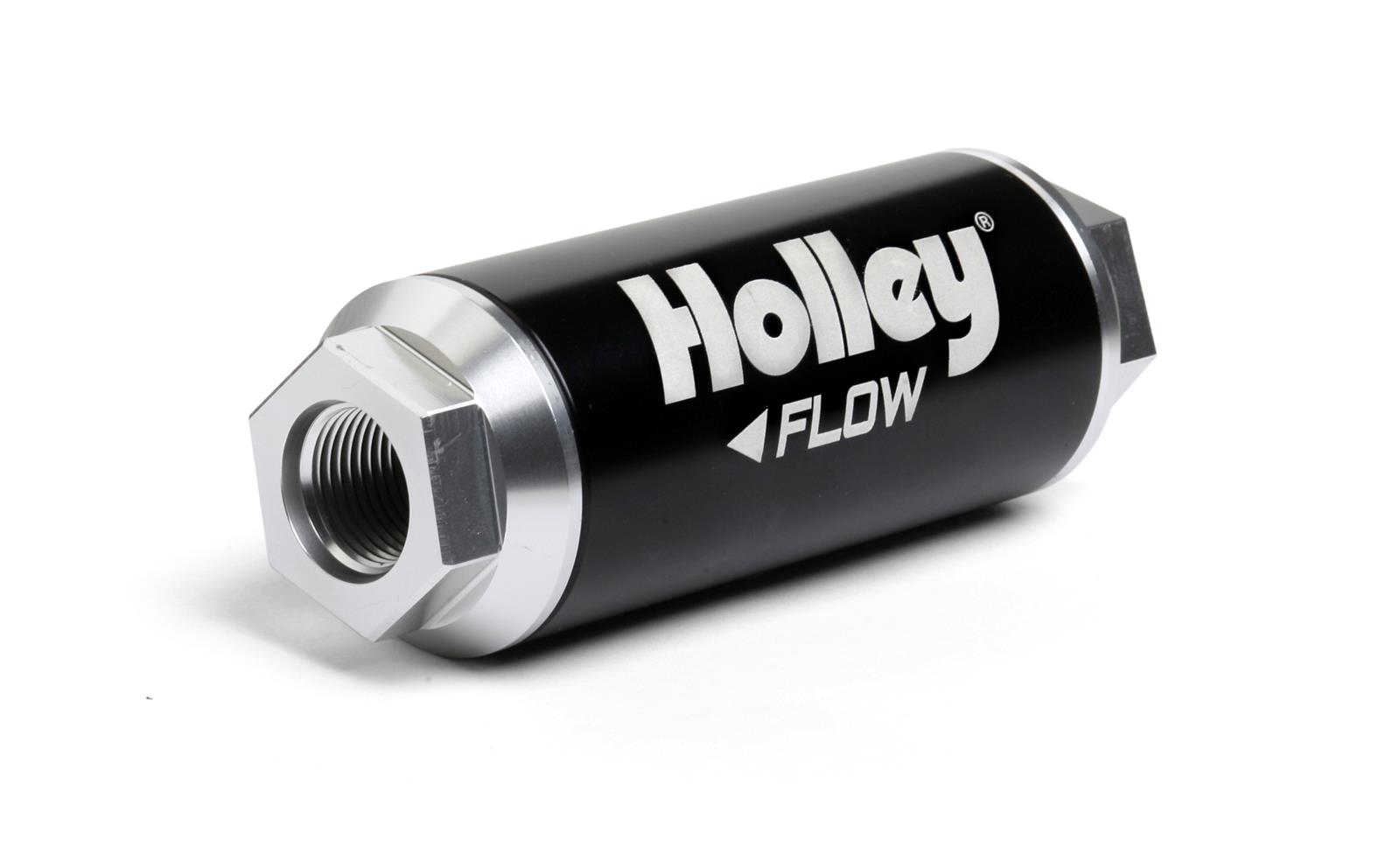 Holley Dominator Billet 10 Microns Fuel Filter with -12 AN Inlet Size 162-570 Filters, Dominator, Filter, Inline, Inlet/Outlet, Female Straight, Paper Element, microns, 260 gph, Black Finish, Gas/E85, Each