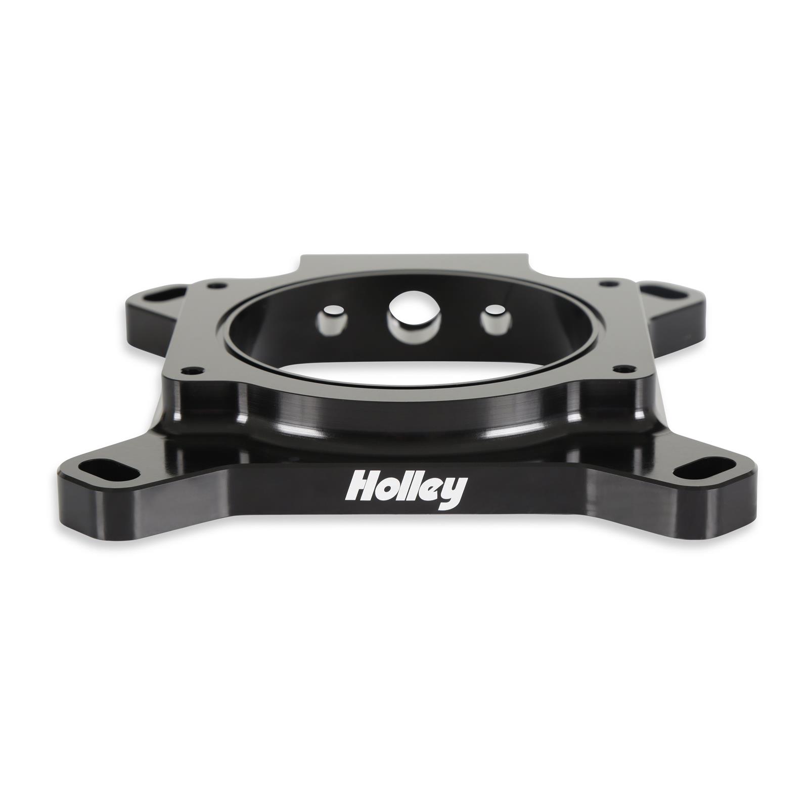 Holley Throttle Body to Carbureted Manifold Adapters 17-93 Adapters, Adapter, Open Center, Billet Aluminum, Black Anodized, 1.00 in. Height, Square Bore, Kit thumbnail 3