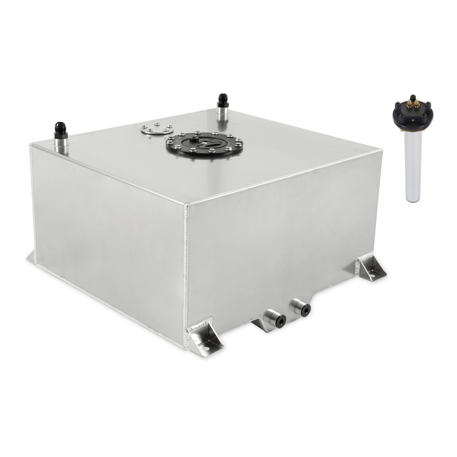 Holley Fuel Cells 19-214 Cells, Aluminum, 15 Gallon, Rear Sump, 20 in. Long, 18 in. Wide, 10 in. Tall, -10 AN, ORB Ports, Anti-Slosh Foam, 0-90 ohm, Sending Unit, Each