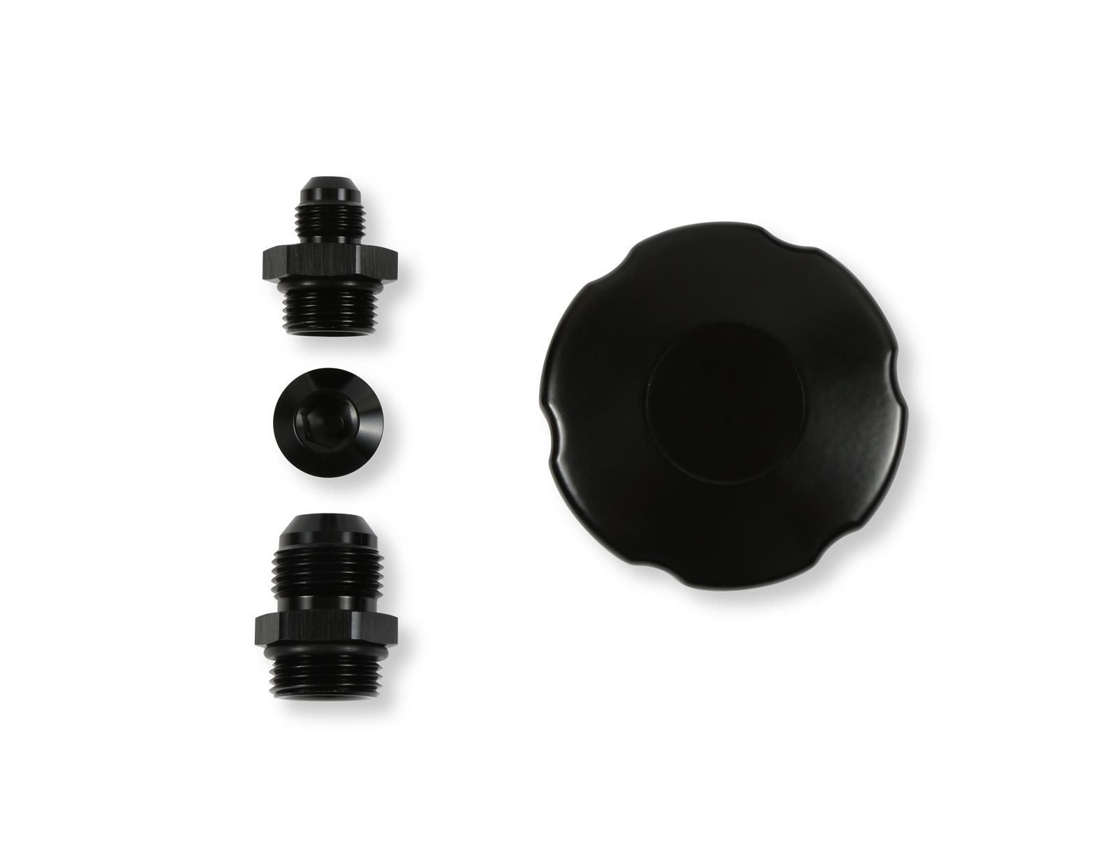 Holley Power Steering Remote Reservoirs 198-211 Reservoirs, Style, -8 AN Inlet, Female O-ring, -10 AN Outlet, Male Thread, Aluminum, Polished, with Fittings, Each thumbnail 3