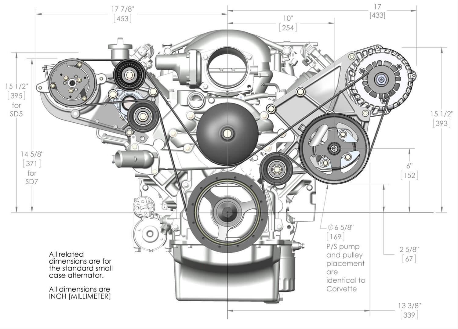 Holley LS Engine Accessory Drive Kits 20-132BK Bracket Kits, for Sanden SD508 or SD7 Compressor, Aluminum, Black, Chevy, Small Block LS, Kit thumbnail 3
