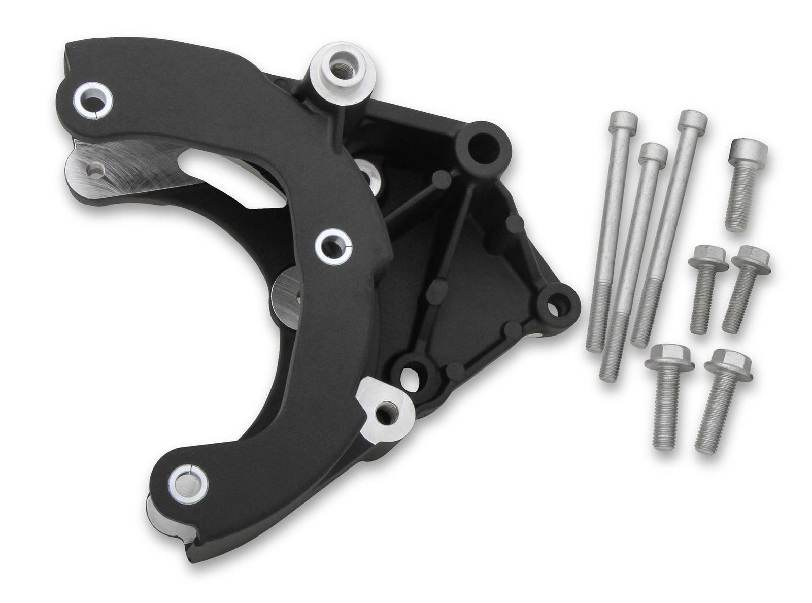 Holley LS Engine Air Conditioner Brackets 20-134BK Brackets, Passenger Side, Aluminum, Black, Sanden 508, Chevrolet, Small Block LS, Each