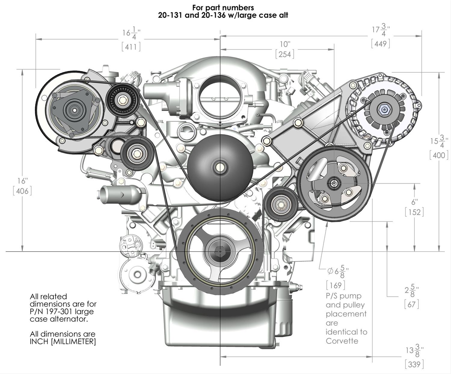 Holley LS Engine Swap Accessory Drive Systems 20-136 Pulley Kits, Swap, Serpentine, Alternator, Power Steering, A/C, GM Type 2, 130 Amp Alternator, Natural, Kit thumbnail 2