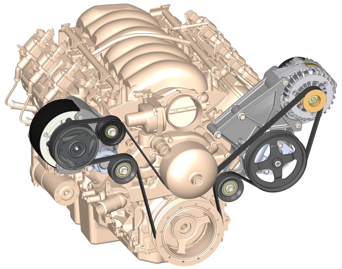Holley LS Engine Swap Accessory Drive Systems 20-136 Pulley Kits, Swap, Serpentine, Alternator, Power Steering, A/C, GM Type 2, 130 Amp Alternator, Natural, Kit thumbnail 3
