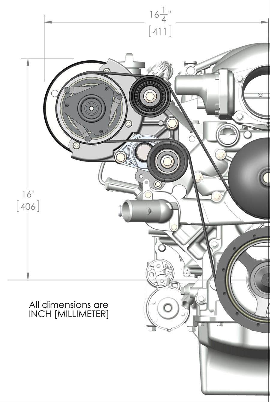 Holley LS Engine Swap Accessory Drive Systems 20-140 Systems, Swap, Serpentine, Black Air Conditioning Pulley, Compressor, Tensioner, Chevrolet, Small Block LS, Kit thumbnail 2
