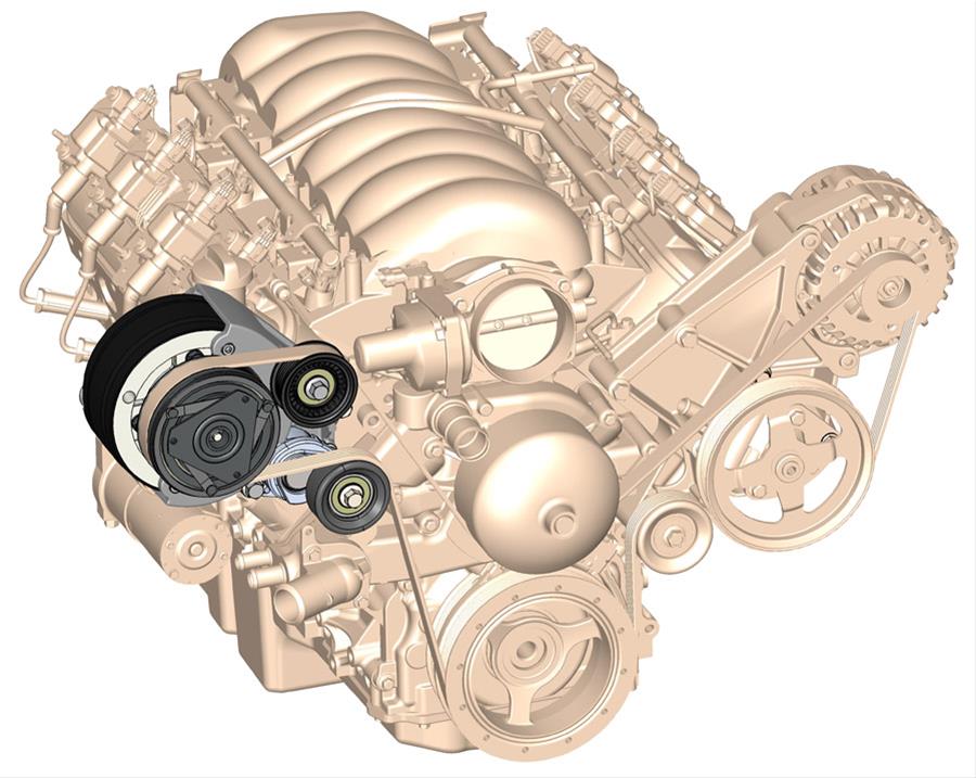 Holley LS Engine Swap Accessory Drive Systems 20-140 Systems, Swap, Serpentine, Black Air Conditioning Pulley, Compressor, Tensioner, Chevrolet, Small Block LS, Kit thumbnail 3