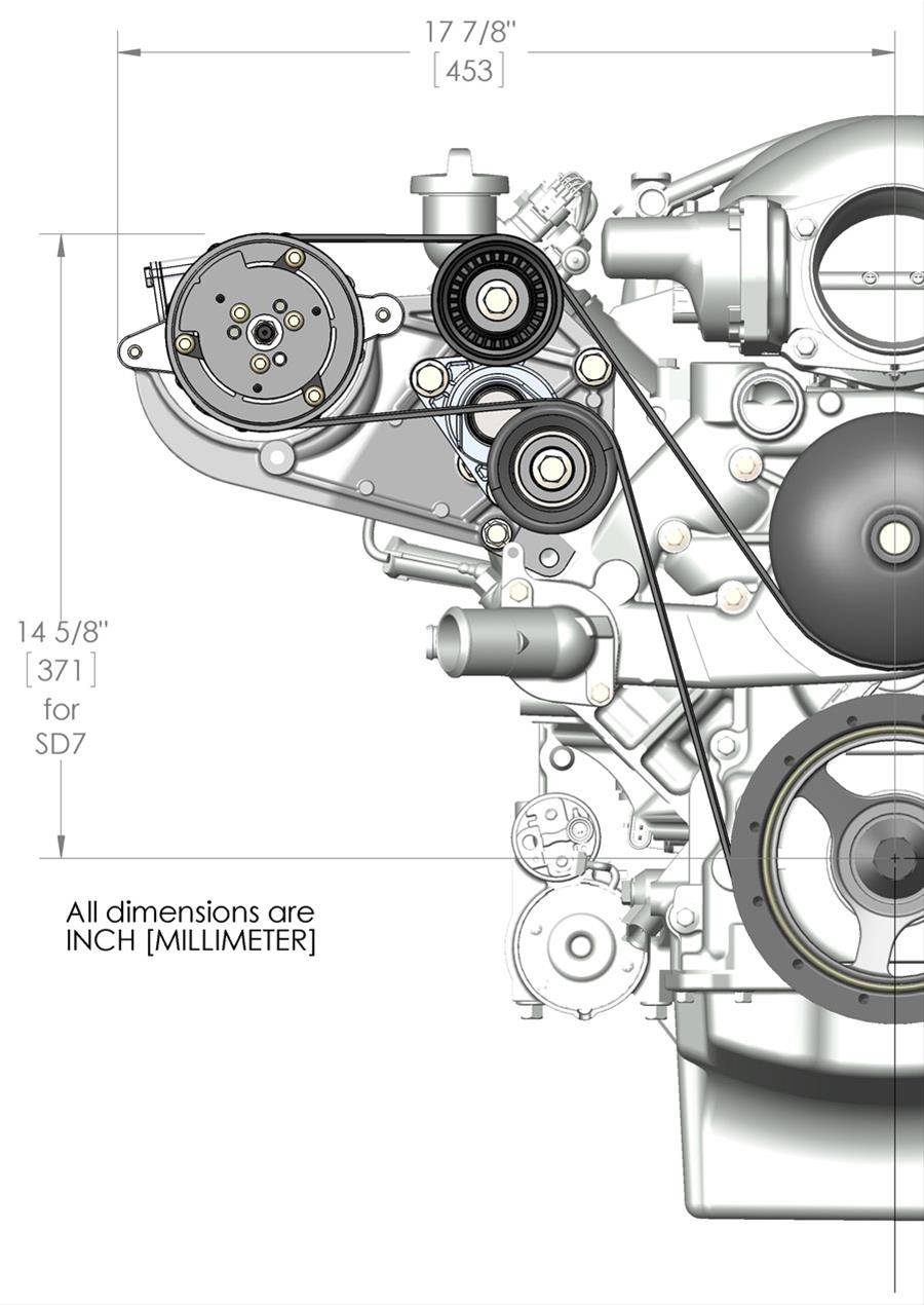 Holley LS Engine Swap Accessory Drive Systems 20-142 Pulley Sets, Serpentine, System, Sanden 7 A/C Only, Chevy, V8, Kit thumbnail 2