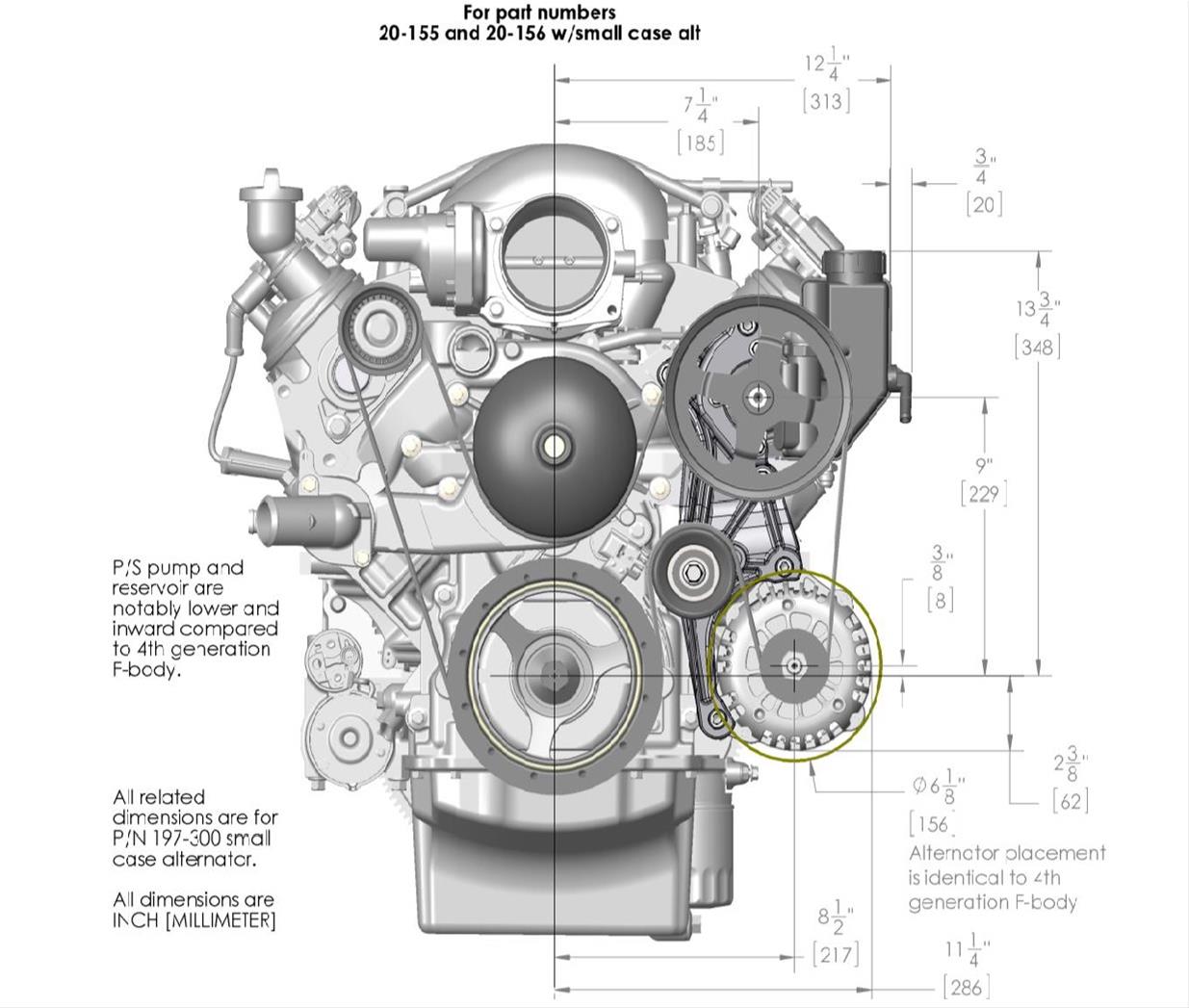 Holley LS Engine Accessory Drive Kits 20-155 Brackets, Engine, Cast Aluminum, Natural Finish, Alternator, Power Steering, Chevy, LS, 4.8-7.0L, Kit thumbnail 3