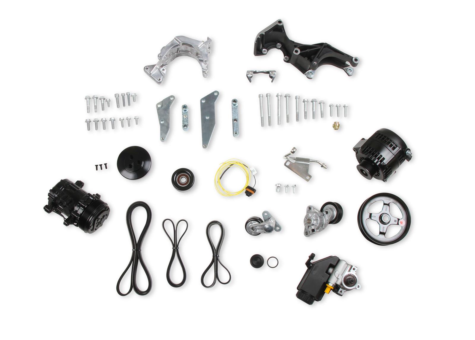 Holley LS Engine Swap Accessory Drive Systems 20-162P Pulley Kits, Swap, Serpentine, Alternator, Power Steering, A/C, Kit