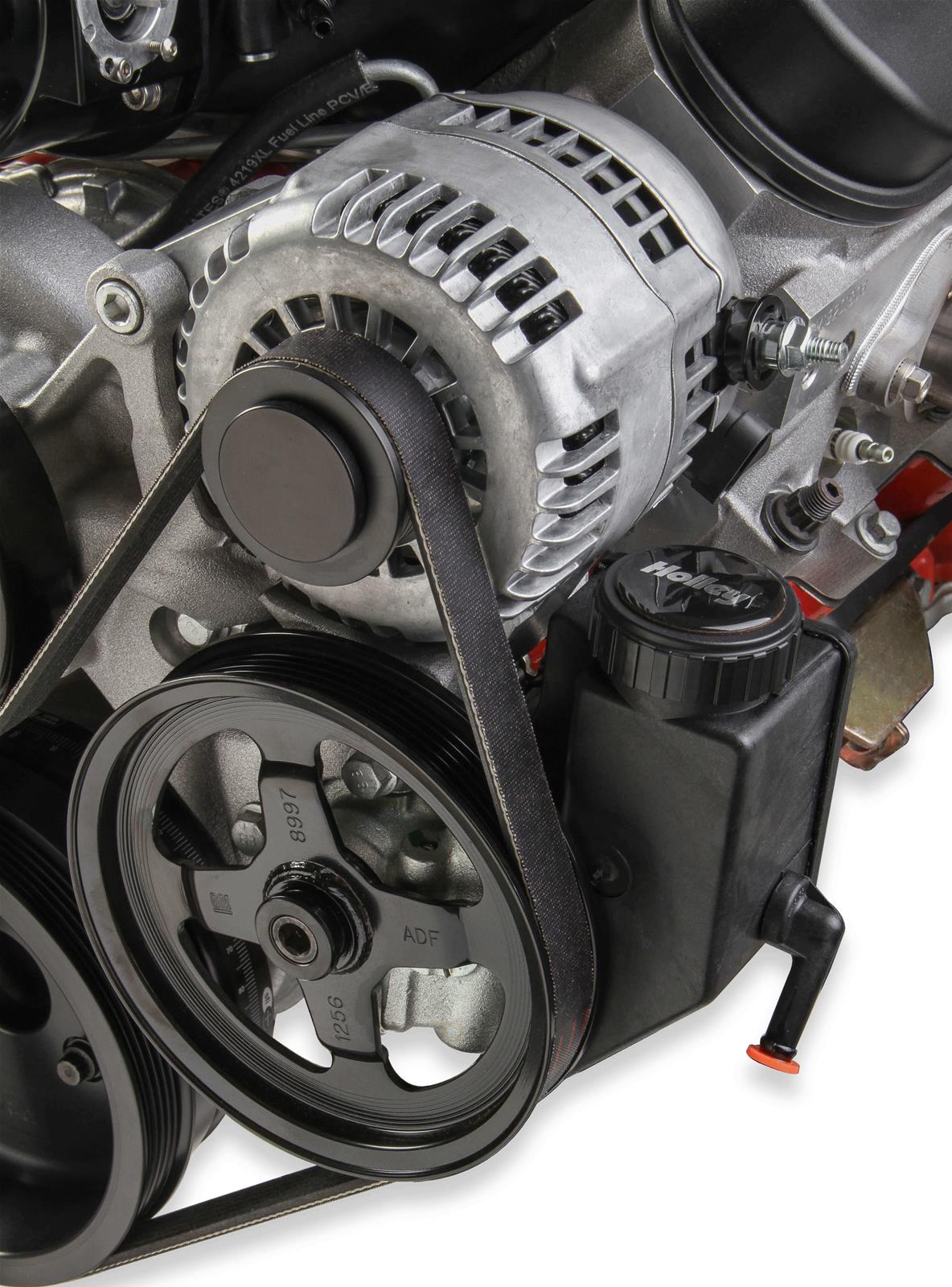 Holley Mid-Mount Complete Accessory Systems 20-181 Drive Systems, LS Mid-mount, Serpentine, Alternator, Water Pump, Power Steering, SFI Damper, Hardware, Natural Finish, Chevy, 4.8-7.0L, Kit thumbnail 5
