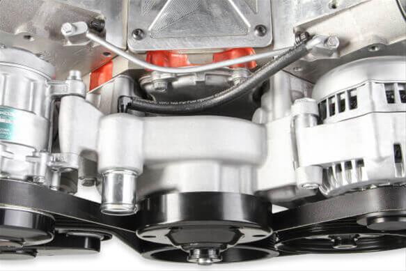 Holley Mid-Mount Complete Accessory Systems 20-190 Drive Systems, LS Mid-Mount, Serpentine, Alternator, Power Steering, Water Pump, AC, Pulleys, 6-groove, Natural Finish, Chevy, 4.8-7.0L, Kit thumbnail 4
