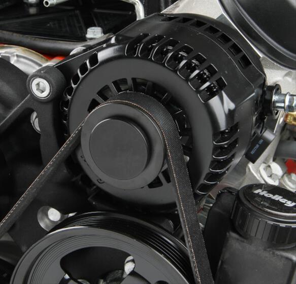 Holley Mid-Mount Complete Accessory Systems 20-190BK Drive Systems, LS Mid-Mount, Serpentine, Alternator, Power Steering, Water Pump, AC, Pulleys, 6-groove, Black Finish, Chevy, 4.8-7.0L, Kit thumbnail 3