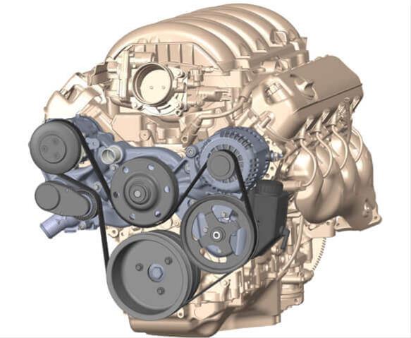 Holley Mid-Mount Complete Accessory Systems 20-200P Drive Systems, LT Mid-Mount, Serpentine, Alternator, Power Steering, AC, Water Pump, Pulleys, 6-groove, Polished, Chevy, 5.3L, 6.2L, Kit