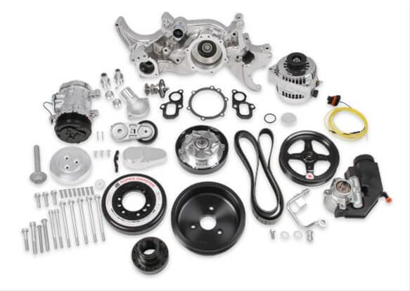Holley Mid-Mount Complete Accessory Systems 20-200P Drive Systems, LT Mid-Mount, Serpentine, Alternator, Power Steering, AC, Water Pump, Pulleys, 6-groove, Polished, Chevy, 5.3L, 6.2L, Kit thumbnail 4