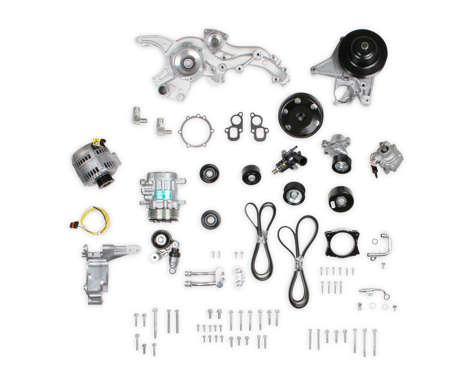 Holley Mid-Mount Complete Accessory Systems 20-221 Drive Systems, LT Mid-Mount, Dry Sump, Serpentine, Alternator, Water Pump, Power Steering, A/C, Satin Finish, Chevy, Gen V, 6.2L, Kit